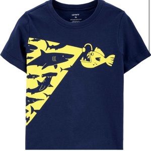 EUC Carter’s Shark Jersey Short Sleeve Tee Shirt Baby Boy 24M.